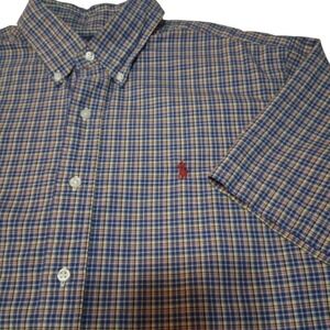 Ralph Lauren Plaid Shirt Mens Large Classic Fit Blue‎ Label Cotton Pre-Owned A4